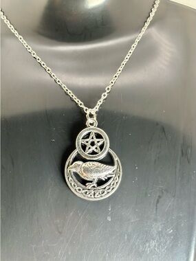 Raven Pentacle Necklace | Gothic Witchy Pendant |